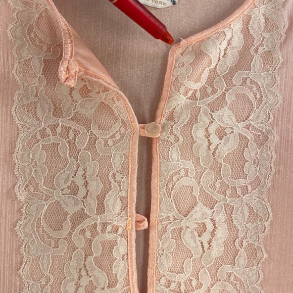 Vtg Erica Loren Pajama Set Pjs Dress Sz Large Lace Peach USA - Picture 2 of 16